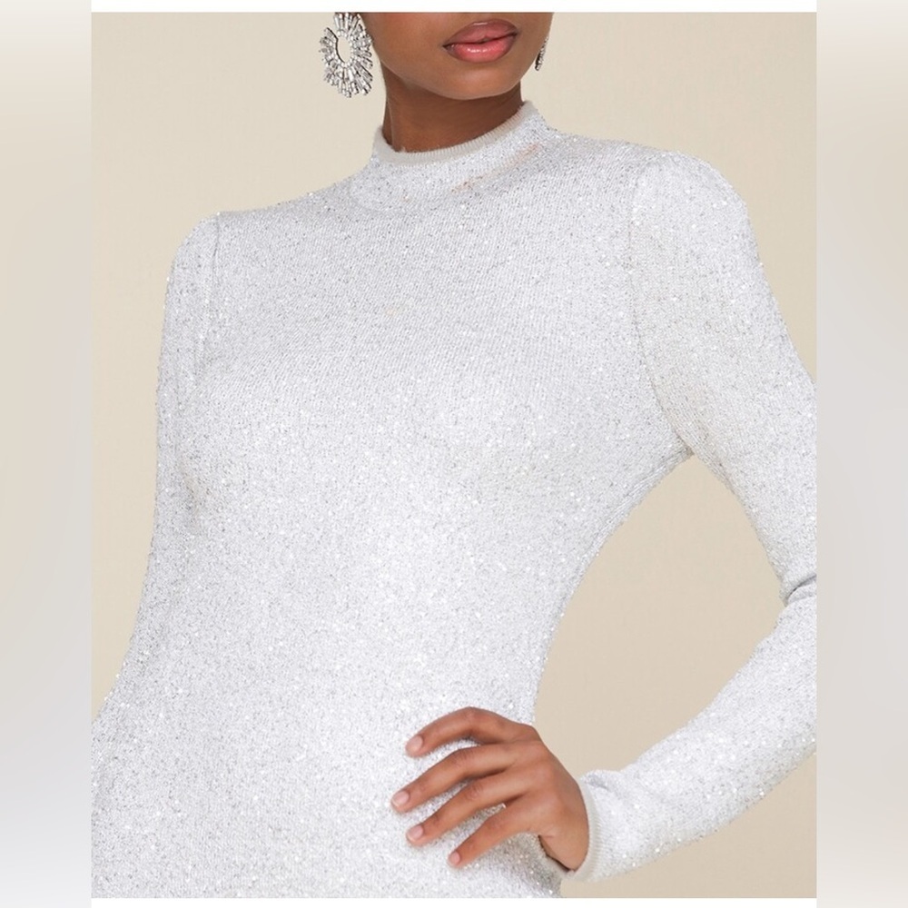 ❗️BUY NOW❗️ITEM WILL BE REMOVED SOON❗️Sparkling White Long Sleeve sweater Dress - Picture 5 of 8